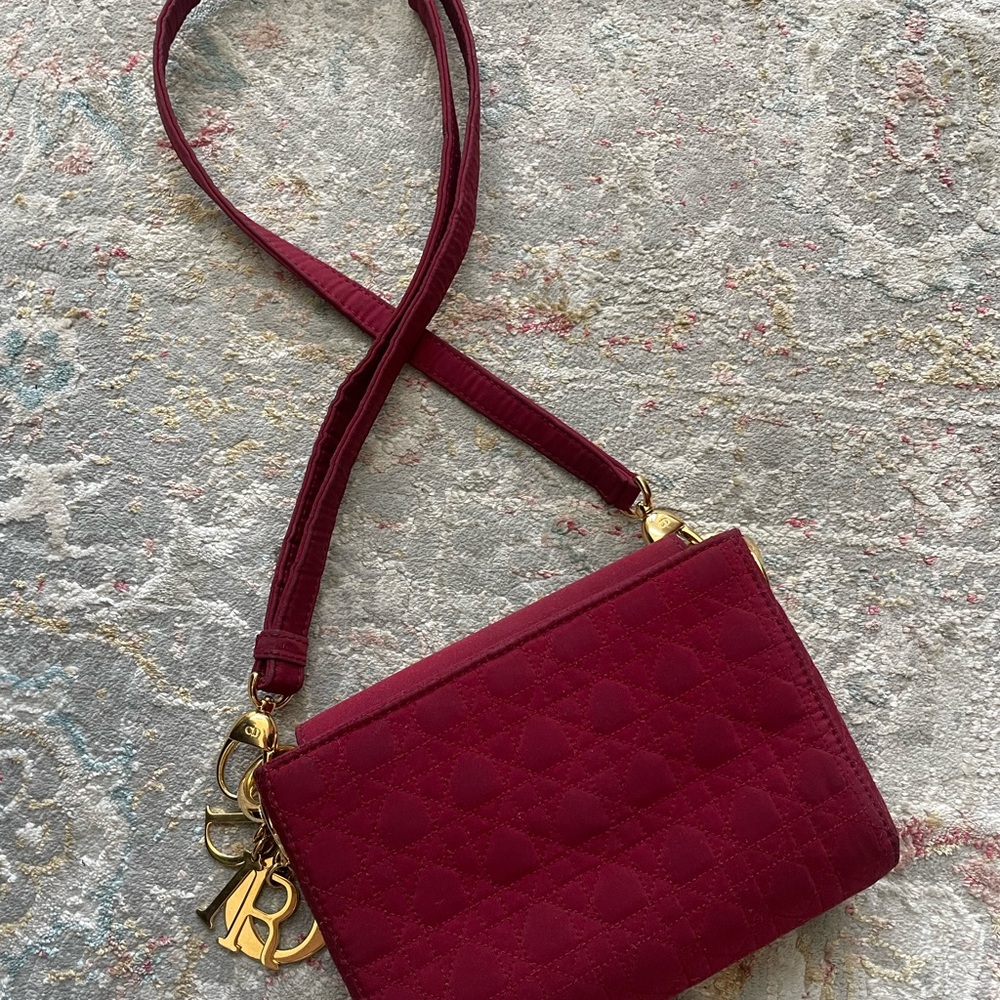 Dior Lady dior vintage nylon Burgundy Quilted Shoulder Bag